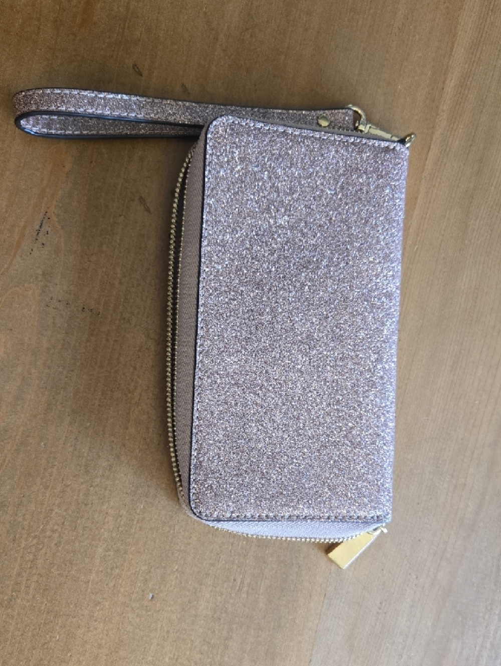 Michael Kors Glitter Zip-Around Wristlet Wallet - Pink Gold - Picture 4 of 4
